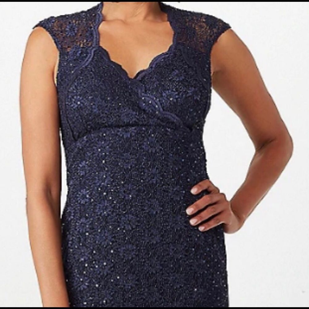 Connected Apparel Keyhole Back Sequin Sheath Dress